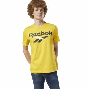 Koszulki Męskie Reebok Classic Vector Głęboka Zielone Żółte PL 18QZHRE